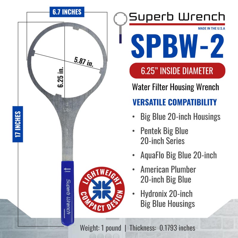Superb Wrench SPBW-2 Heavy Duty Metal Water Filter Wrench (6.25 inch Inside Diameter) - Image 5